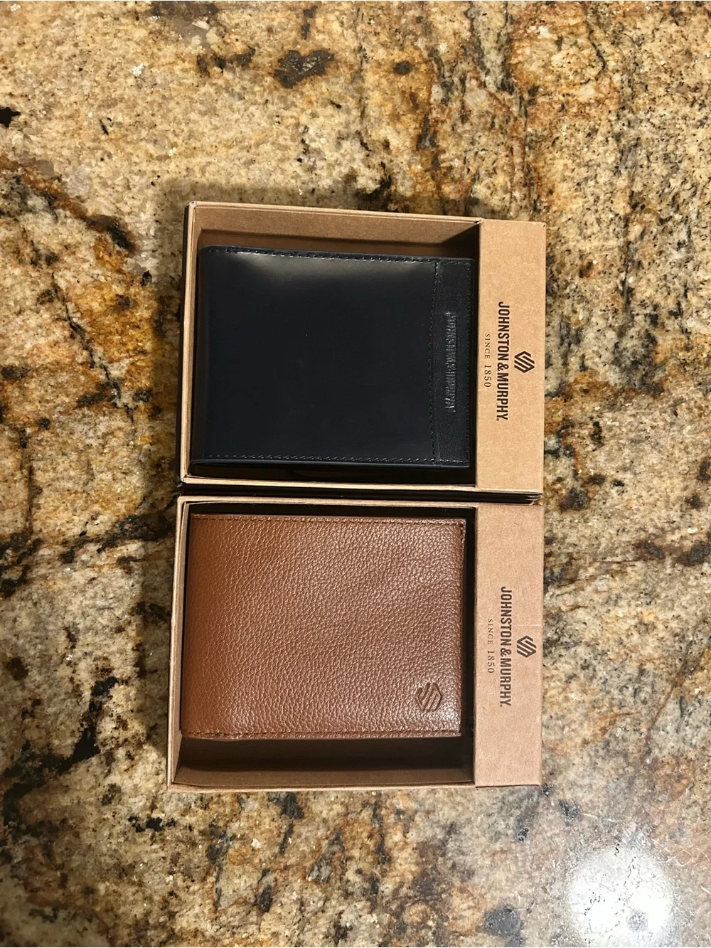 Johnston & Murphy Men's Leather Wallets — Navy and Brown Set